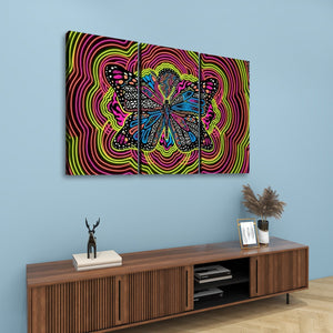 Neon Wings – Psychedelic Butterfly Multi-Panel 3 and 5 Panel Canvas Wall Art