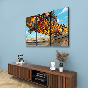 Kids Room Skateboard Canvas Wall Art – Bold Street Style Print | 1, 3 & 5 Panel