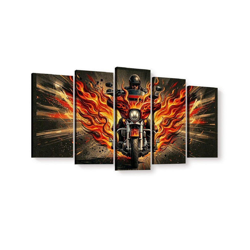 Custom Flame Paint Bagger Dresser Motorcycle Canvas Wall Art