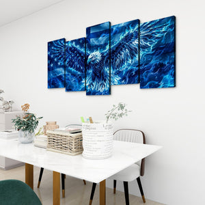 Blue Eagle – Abstract US Waving Flag 5-Panel Canvas Wall Art