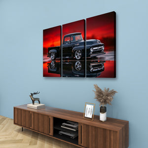 1956 Ford F100 Truck Reflection & Red Glow Multi-Panel Canvas Wall Art