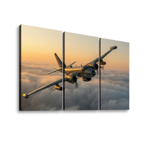 P2V Neptune Military Plane Canvas Wall Art – Golden Sentinel | Multi-Panel Aviation History Print