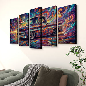 1966 Chevy C10 Fleetside Shortbed – Abstract Fidelity 5-Panel Canvas Wall Art