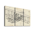 Wright Brothers First Flight Canvas Wall Art – Aviation History Sketch Print | 5-Panel Level