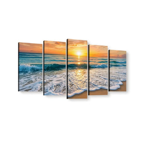 Golden Tide – Sunset Beach Surf Canvas Wall Art | Single, 3-Panel & 5-Panel