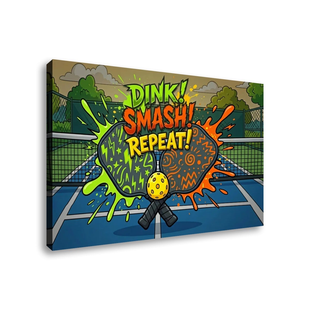 Pickleball 5-Panel Level Canvas Wall Art | Dink! Smash! Repeat!