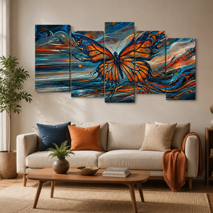 Wings of the Tempest – Abstract Monarch Butterfly Multi-Panel Canvas Art