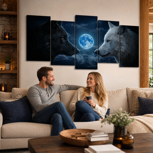 Blue Moon Wolves – Multi-Panel Canvas Wall Art