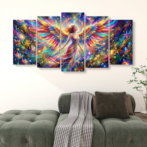 Celestial Fracture – Psychedelic Angel Canvas Wall Art