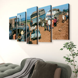 Chaos on the Road to Ben Hue – Vietnam War 5-Panel Canvas Wall Art