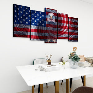 Spirit of America – Ghost Eagle US Flag Swirl 5-Panel Canvas Wall Art