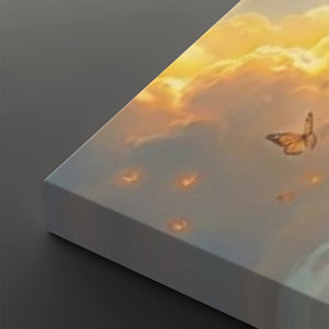 God Releasing Butterflies — Divine Grace at Sunrise Canvas Wall Art