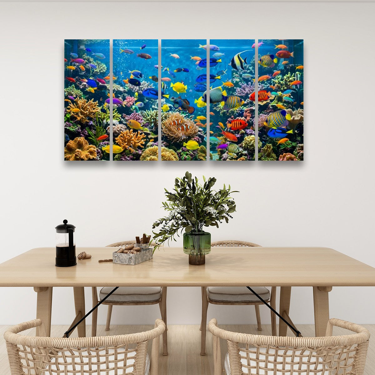 Colorful Fish Aquarium Canvas Wall Art — Vibrant Multi-Panel Print