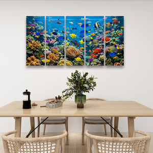 Colorful Fish Aquarium Canvas Wall Art — Vibrant Multi-Panel Print