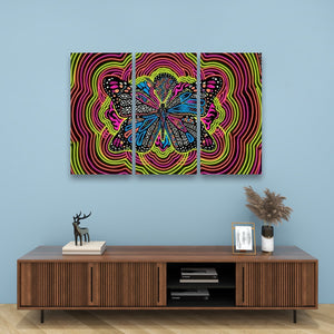 Neon Wings – Psychedelic Butterfly Multi-Panel 3 and 5 Panel Canvas Wall Art