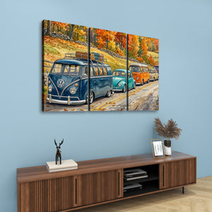Classic Volkswagen Parade | VW Watercolor 5-Panel Canvas Print