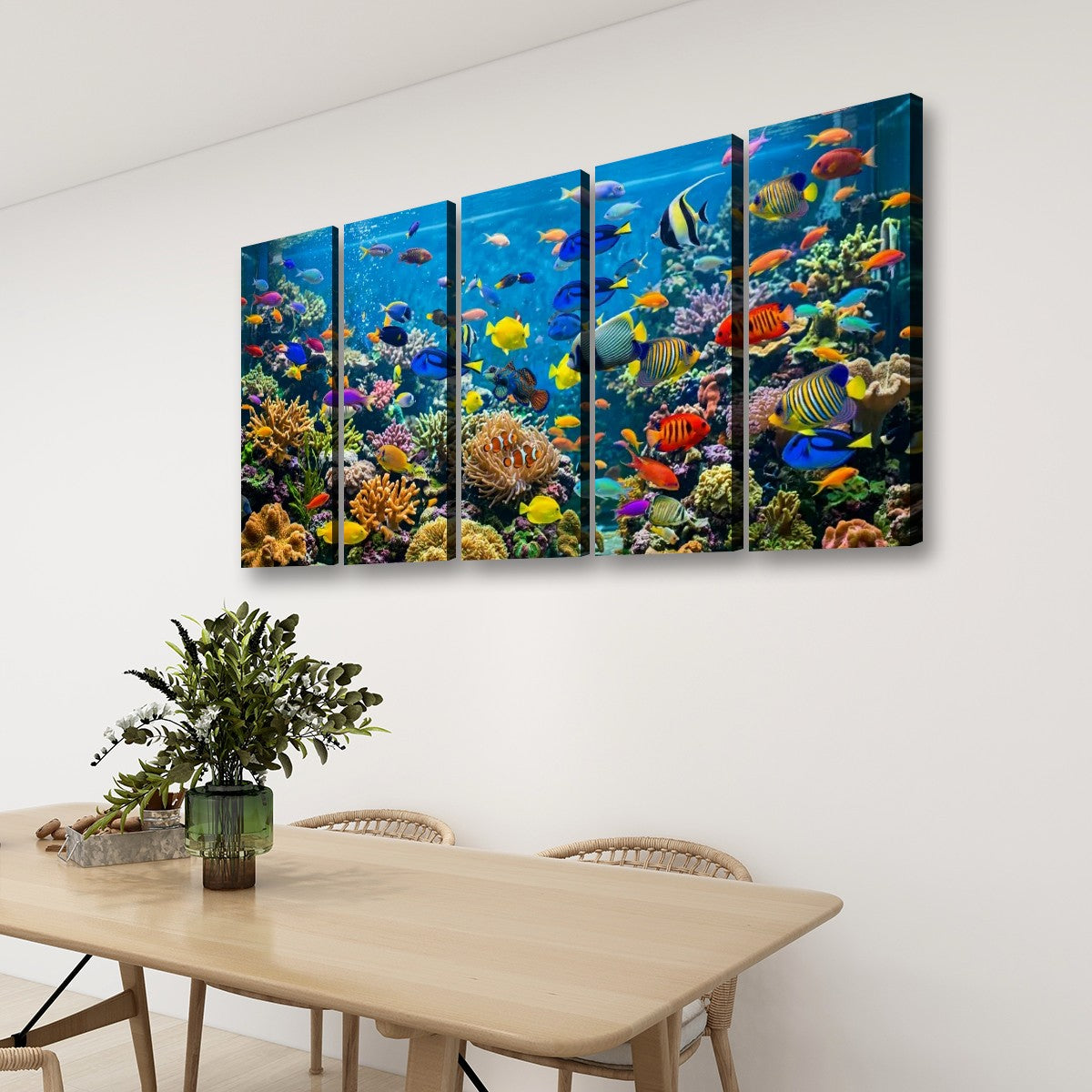 Colorful Fish Aquarium Canvas Wall Art — Vibrant Multi-Panel Print