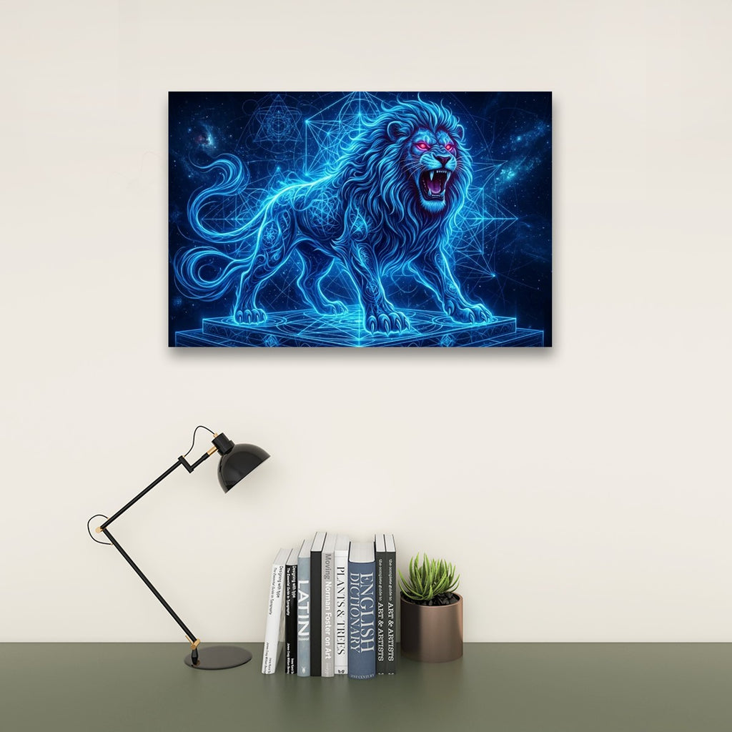 Electric Blue Lion Mane Living Room Above Sofa Wall Art