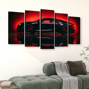 Dark Reflection – Bugatti Chiron 5-Panel Canvas Wall Art