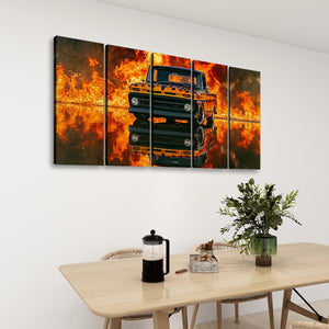 Flaming 1966 Chevy C10 – 5-Panel Canvas Wall Art