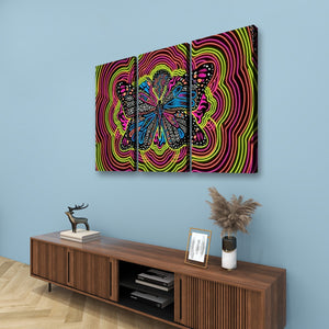 Neon Wings – Psychedelic Butterfly Multi-Panel 3 and 5 Panel Canvas Wall Art