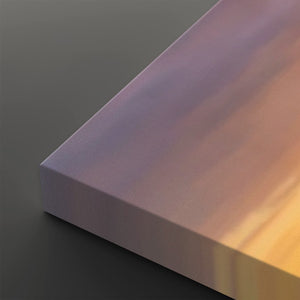 A close-up of a rectangular panel with a smooth iridescent finish, showing a gradient of purple, pink, and warm golden tones on a dark gray background.