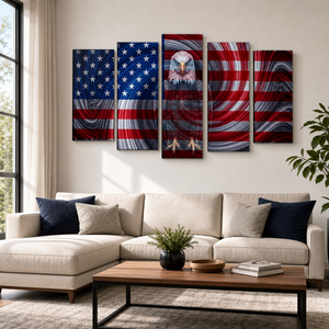 Spirit of America – Ghost Eagle US Flag Swirl 5-Panel Canvas Wall Art