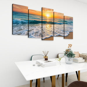 Golden Tide – Sunset Beach Surf Canvas Wall Art