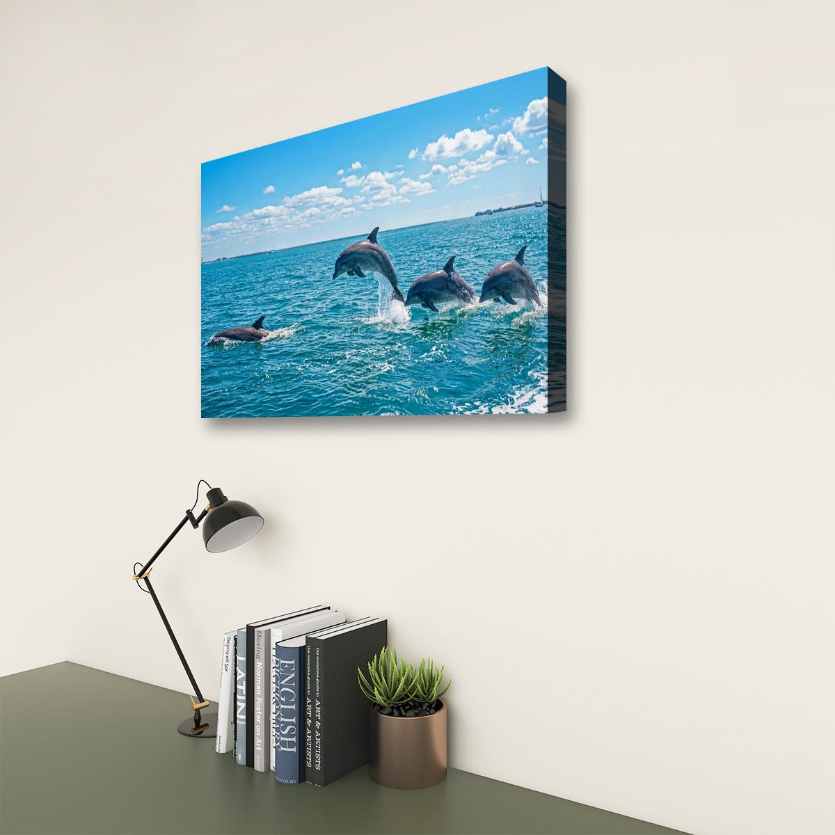 Dolphins Jumping, Breaching, Porpoising in the Gulf of Mexico Canvas Wall Art — Single & Multi-Panel Prints