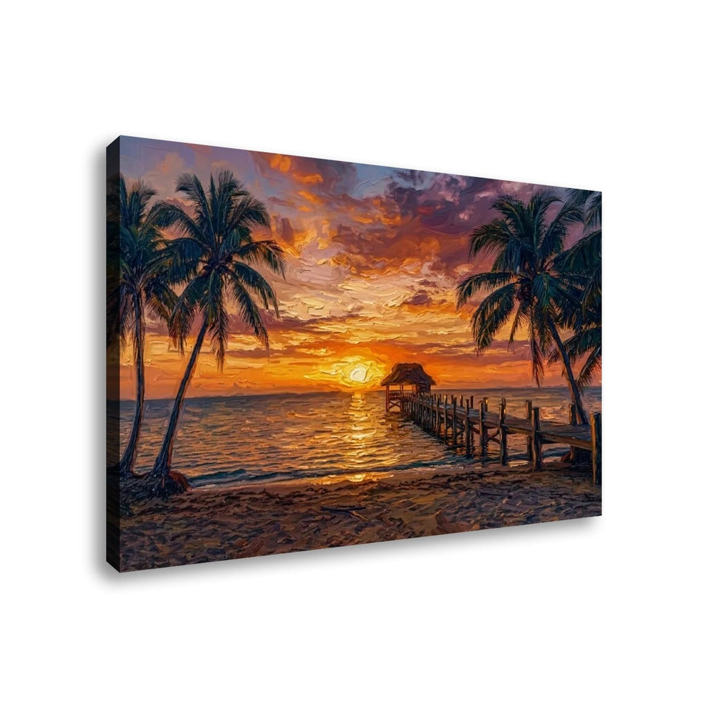Dock at Sunset Canvas Wall Art – 5-Panel Level