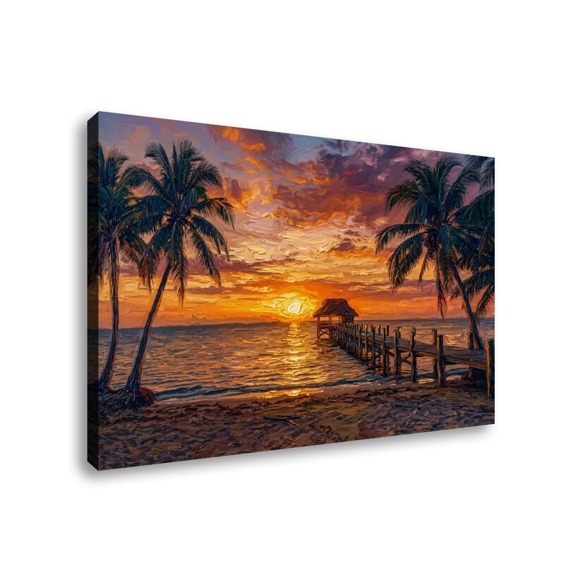 Dock at Sunset Canvas Wall Art – 5-Panel Level