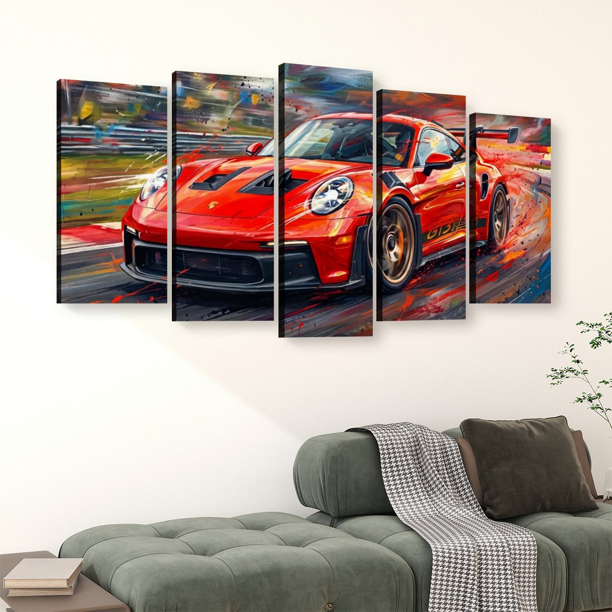 Porsche 911 GT3 Large Canvas Wall Art Mancave Garage Panel Print – 5-Panel Level