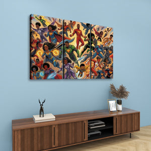 Kids Superhero Wall Art – 3 & 5 Panel Canvas Print for Boys & Girls
