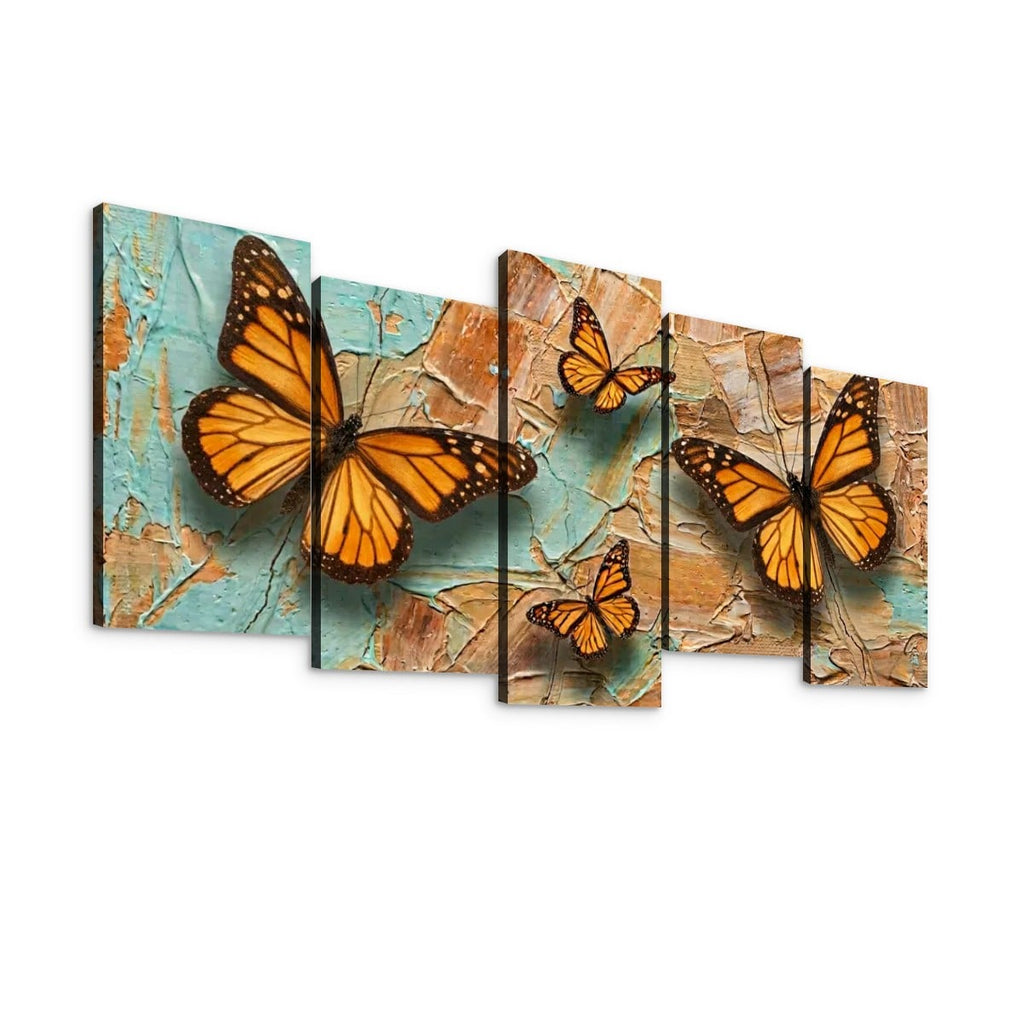 Pastel Oil Type Painting Monarch Butterfly Butterflies 1, 3, 5-Panel Split Canvas Wall Art