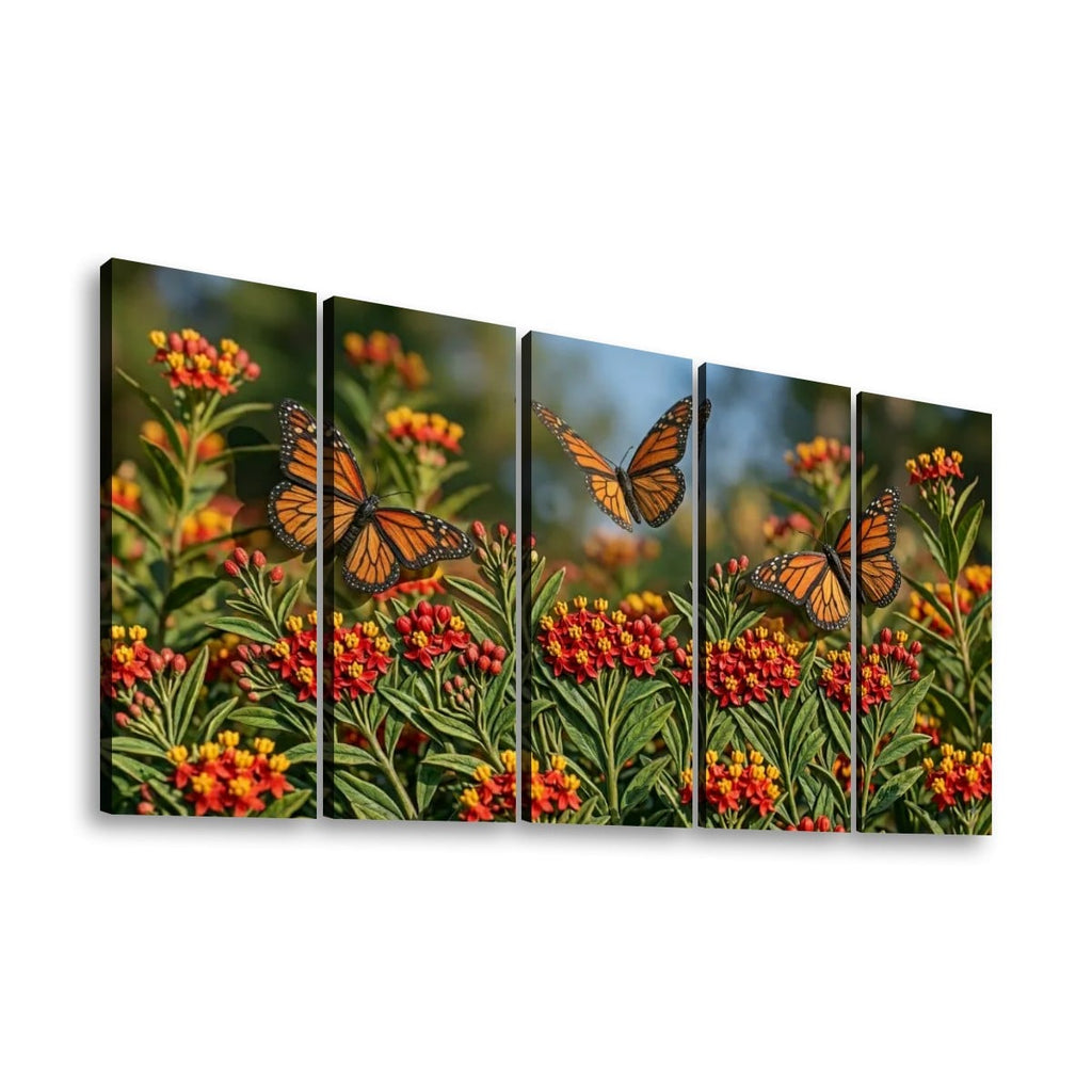 Monarch Butterfly Garden — 3D Milkweed Canvas Wall Art