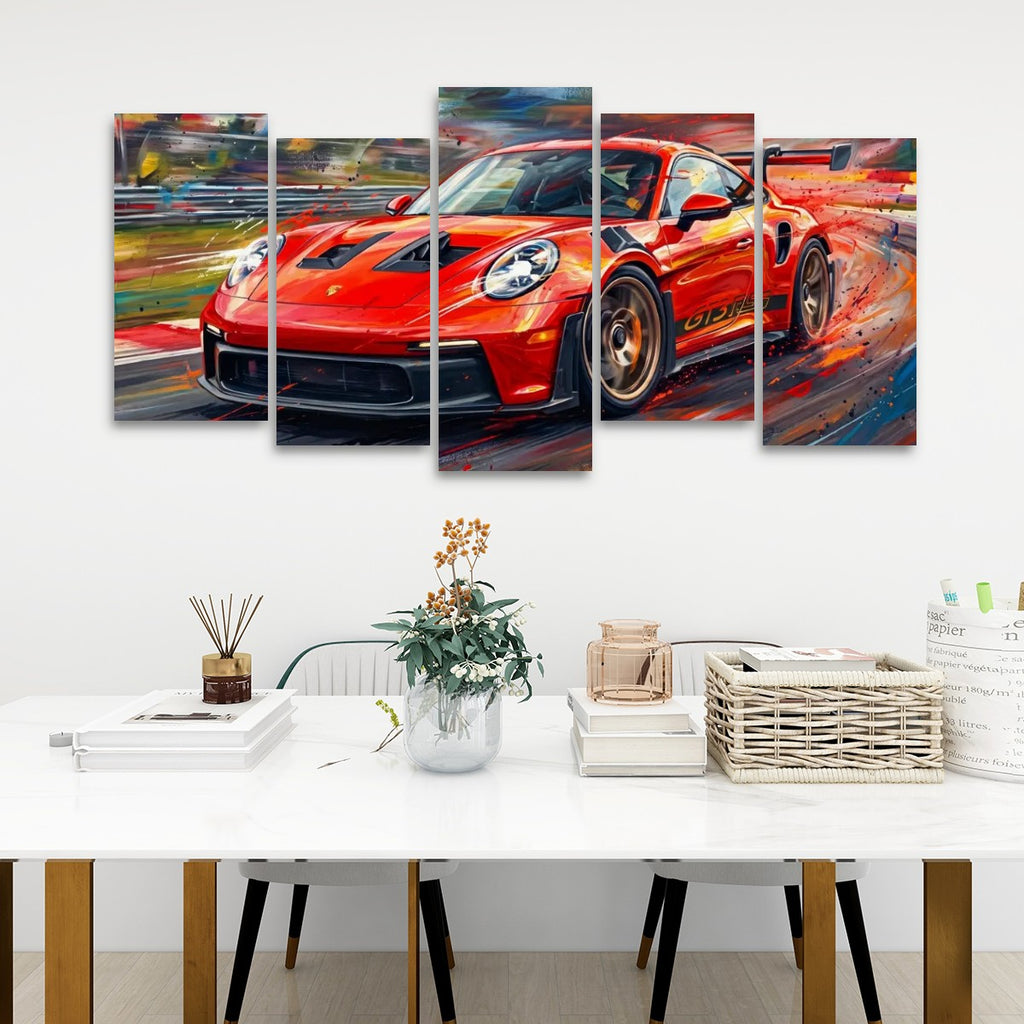 Porsche 911 GT3 Large Canvas Wall Art Mancave Garage Panel Print – 5-Panel Level