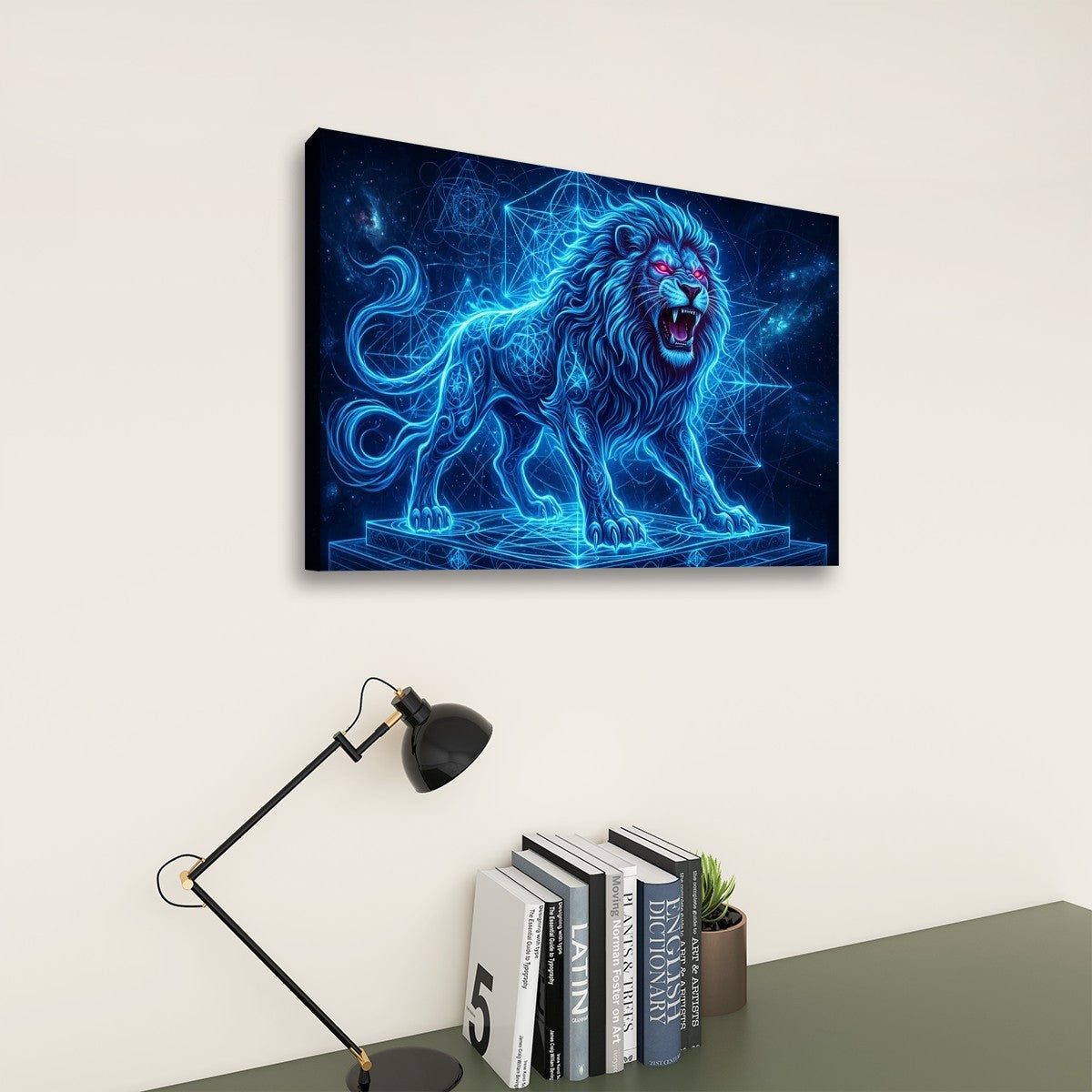 Electric Blue Lion Mane Living Room Above Sofa Wall Art