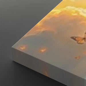 God Releasing Butterflies — Divine Grace at Sunrise Canvas Wall Art