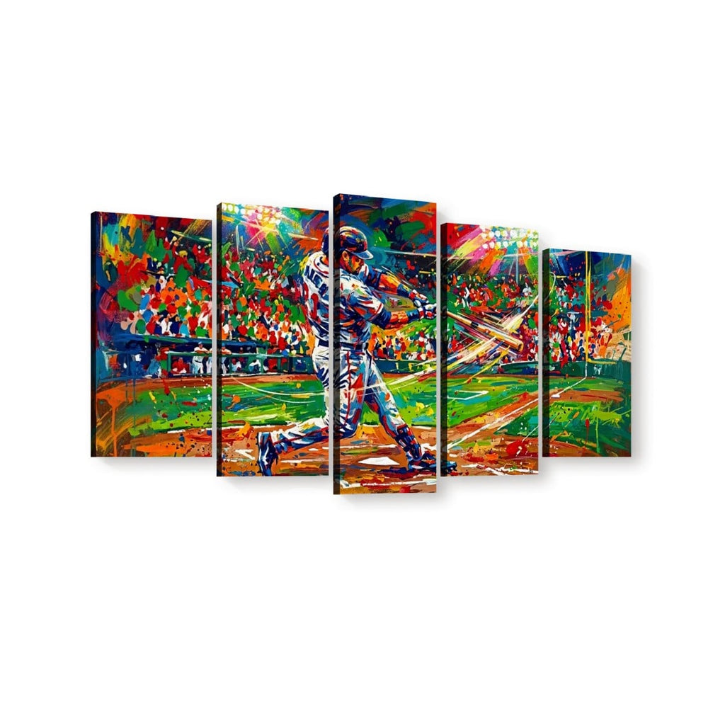 Abstract Baseball Hitter at Bat Split Canvas Panel Wall Art 1, 3, 5