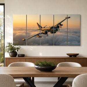 P2V Neptune Military Plane Canvas Wall Art – Golden Sentinel | Multi-Panel Aviation History Print