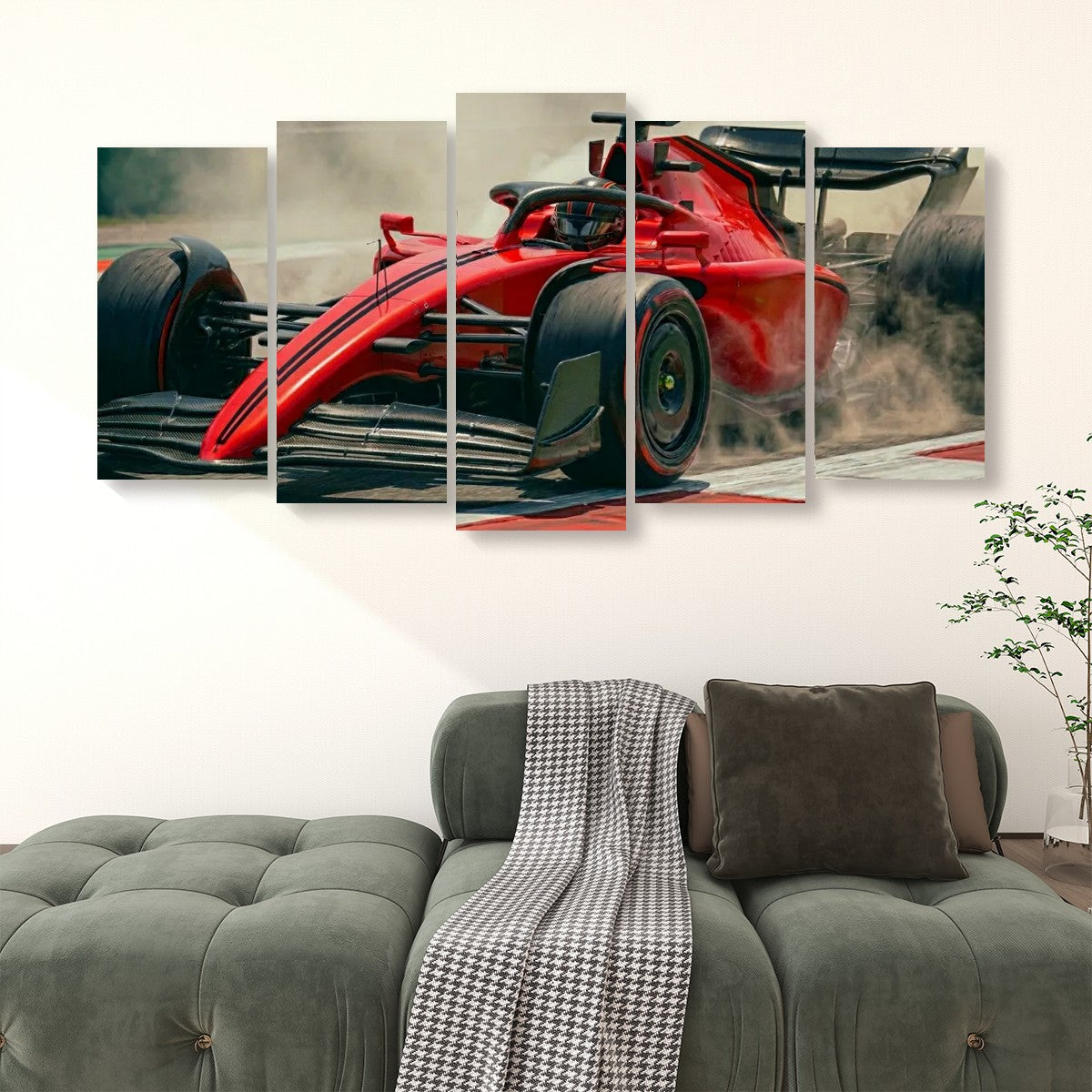 Formula 1 Racing Canvas Wall Art – Full Throttle F1 Speed Print | 1, 3 & 5 Panel Garage Décor