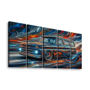 Liquid Chrome – Abstract 1966 Chevy Suburban Canvas Wall Art