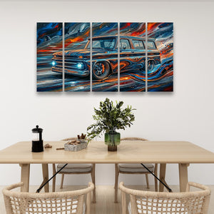 Liquid Chrome – Abstract 1966 Chevy Suburban Canvas Wall Art