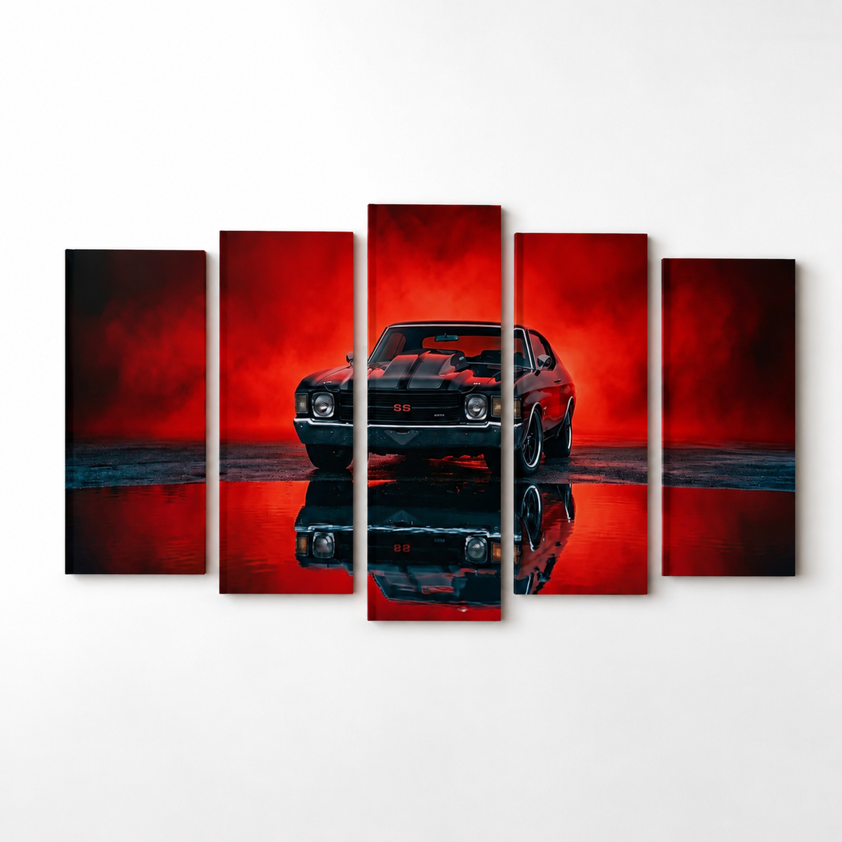 Chevy Chevelle SS Black Red Glow Canvas Wall Art