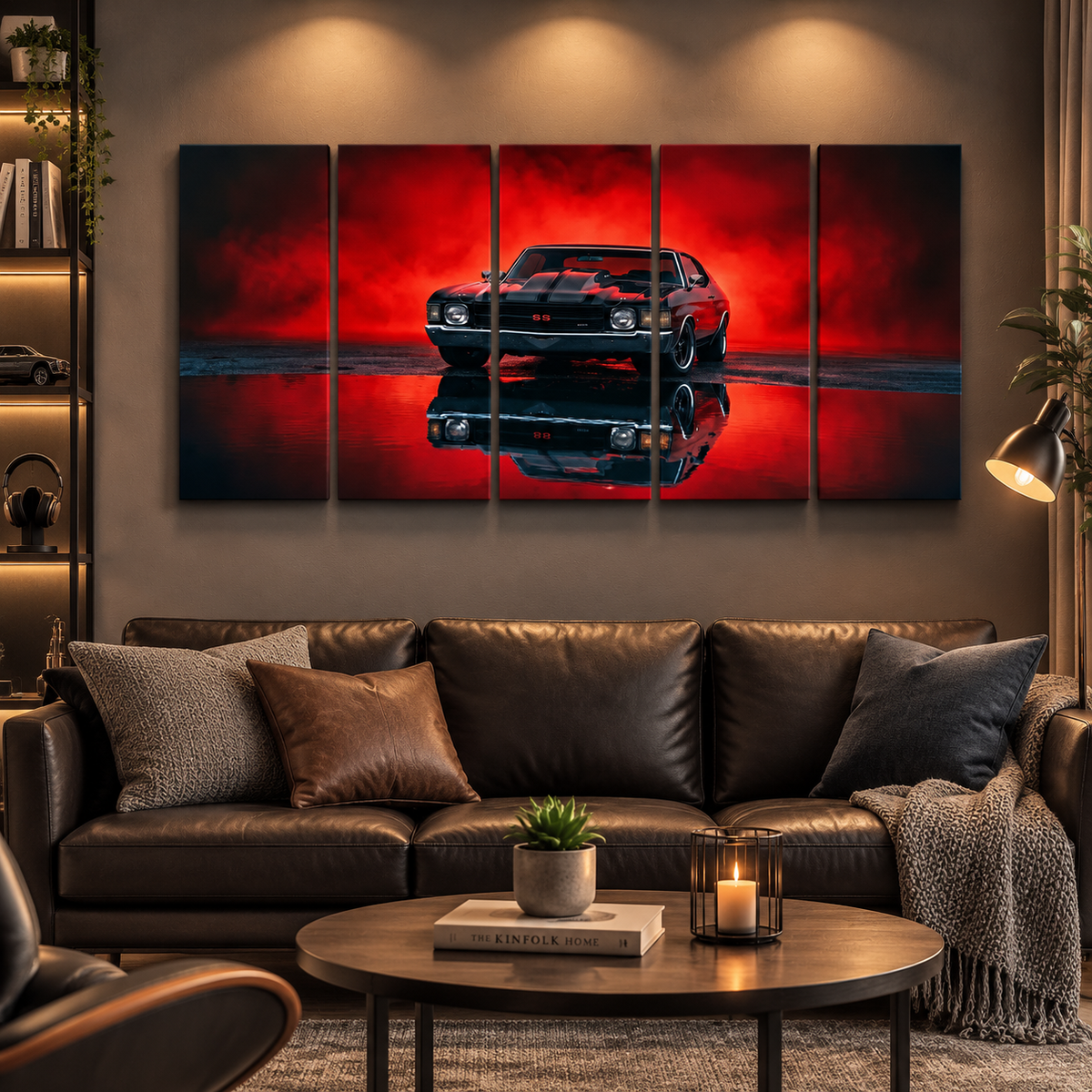 Chevy Chevelle SS Black Red Glow Canvas Wall Art