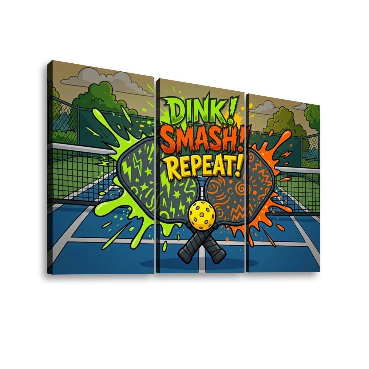 Pickleball 5-Panel Level Canvas Wall Art | Dink! Smash! Repeat!