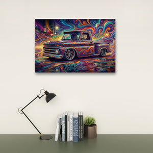 1966 Chevy C10 Stepside Shortbed – Abstract Fidelity 5-Panel Canvas Wall Art
