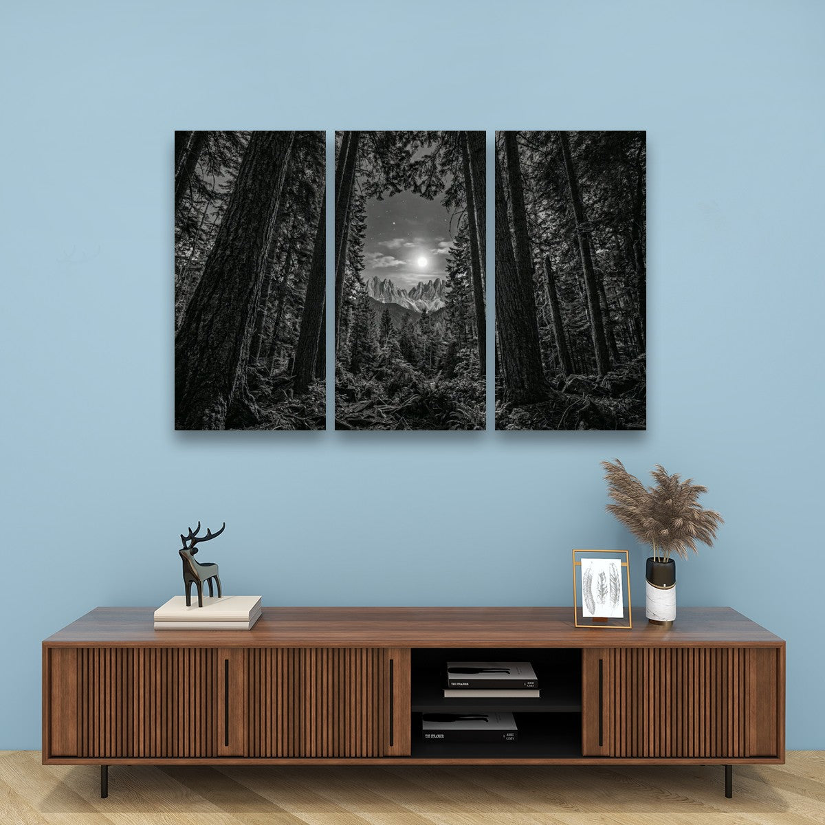 Enchanted Moonlit Forest Living room wall decor over sofa