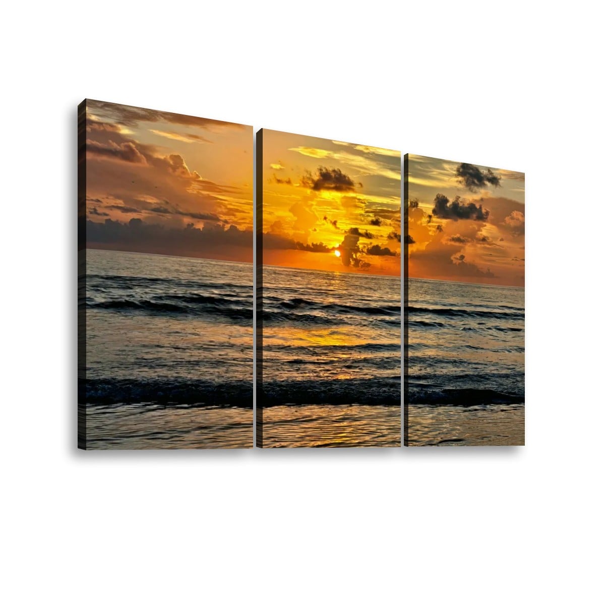 5-Panel Level Indian Rocks Beach Florida Gulf Sunset Canvas Wall Art | Coastal Multi-Panel Print