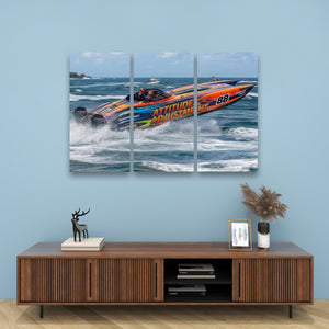 Attitude Adjustment – Twin-Engine Racing Boat 5-Panel Canvas Wall Art